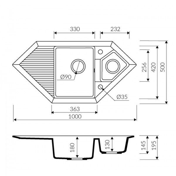 Кухонная мойка Marmorin CIRE, (трапеция), 375613