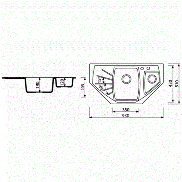 Кухонная мойка Marmorin FENCO, (трапеция), 320613